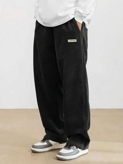 Men's Loose-Fit Corduroy Casual Pants With Pockets