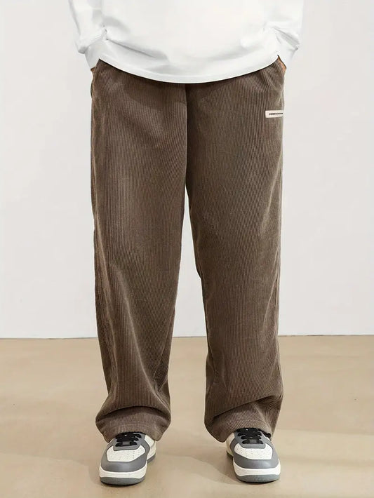 Men's Loose-Fit Corduroy Casual Pants With Pockets