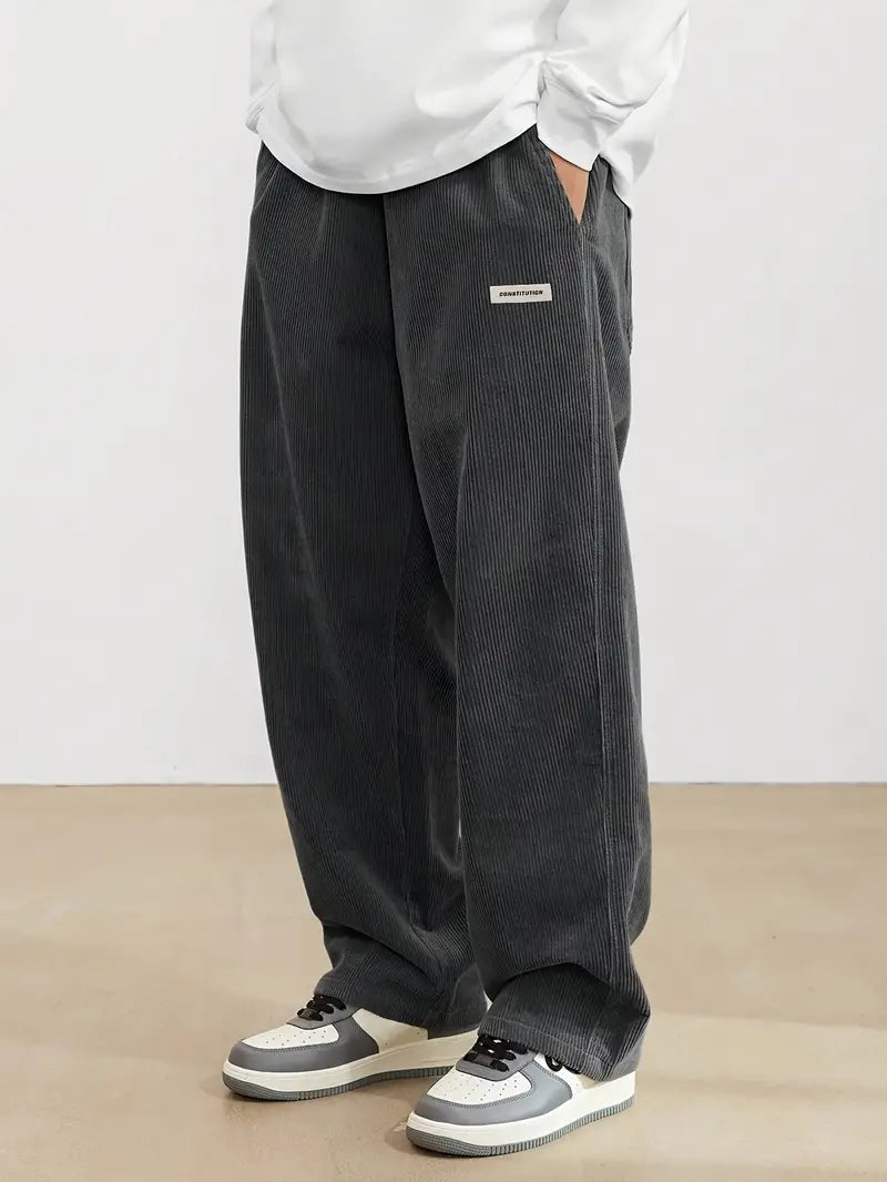 Men's Loose-Fit Corduroy Casual Pants With Pockets